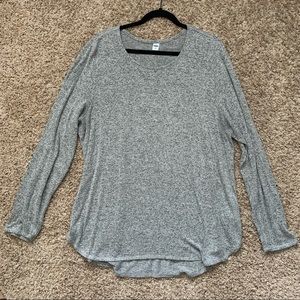 Old Navy Heather Grey Plush-Knit Long Sleeve Top